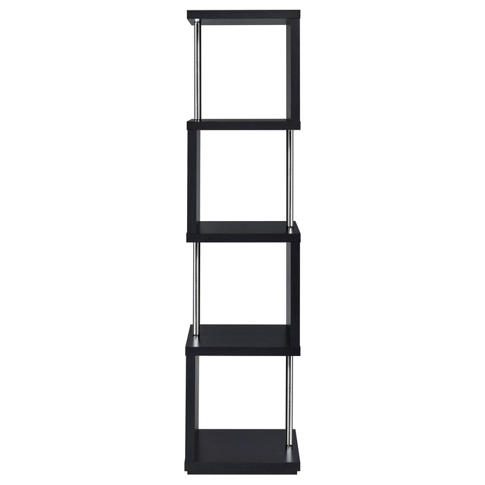 Baxter 67-inch 4-shelf Bookshelf Black and Chrome - Walo Furniture 