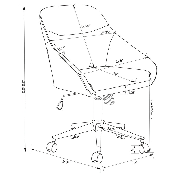 Jackman Upholstered Adjustable Home Office Desk Chair Grey