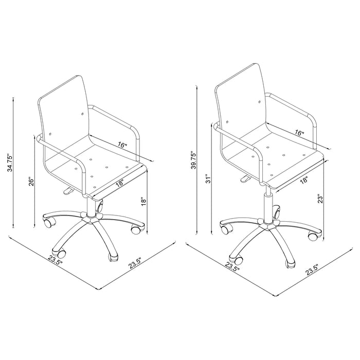 Amaturo Acrylic Adjustable Home Office Desk Chair Clear - Walo Furniture 