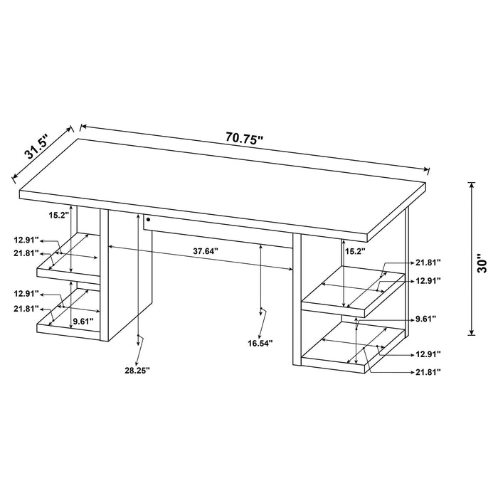 Alice 71-inch 4-shelf Engineered Wood Writing Desk White