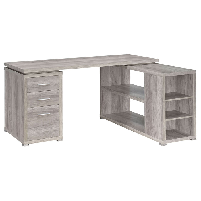 Yvette 60-inch 3-drawer L-Shape Computer Desk Grey Driftwood - Walo Furniture 