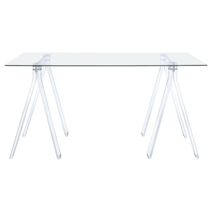 Amaturo 59-inch Glass Top Acrylic Writing Desk Clear - Walo Furniture 