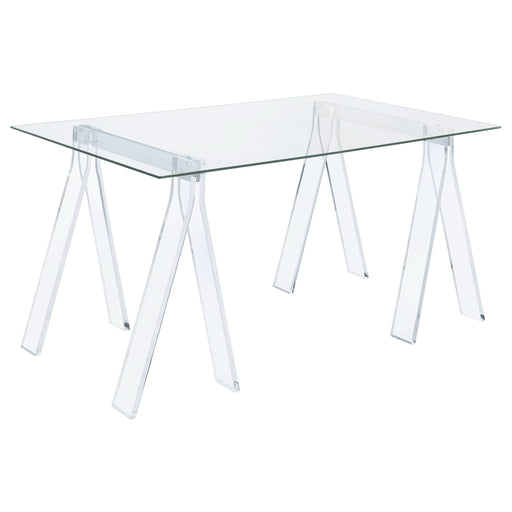 Amaturo 59-inch Glass Top Acrylic Writing Desk Clear - Walo Furniture 