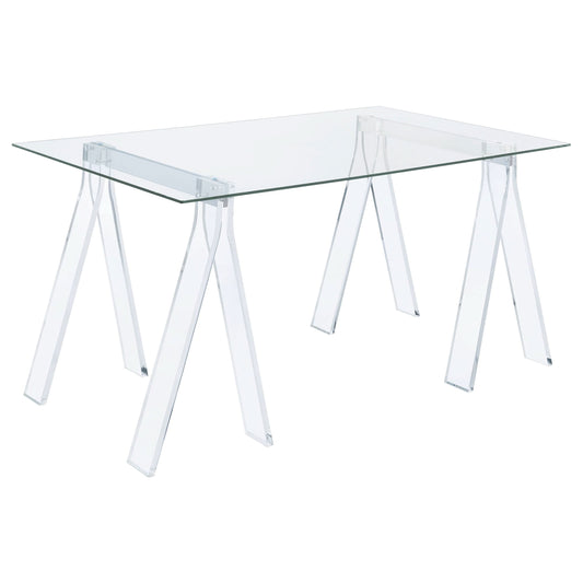 Amaturo 59-inch Glass Top Acrylic Writing Desk Clear - Walo Furniture 