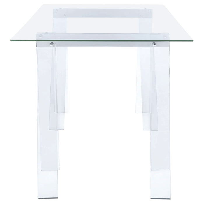 Amaturo 59-inch Glass Top Acrylic Writing Desk Clear - Walo Furniture 