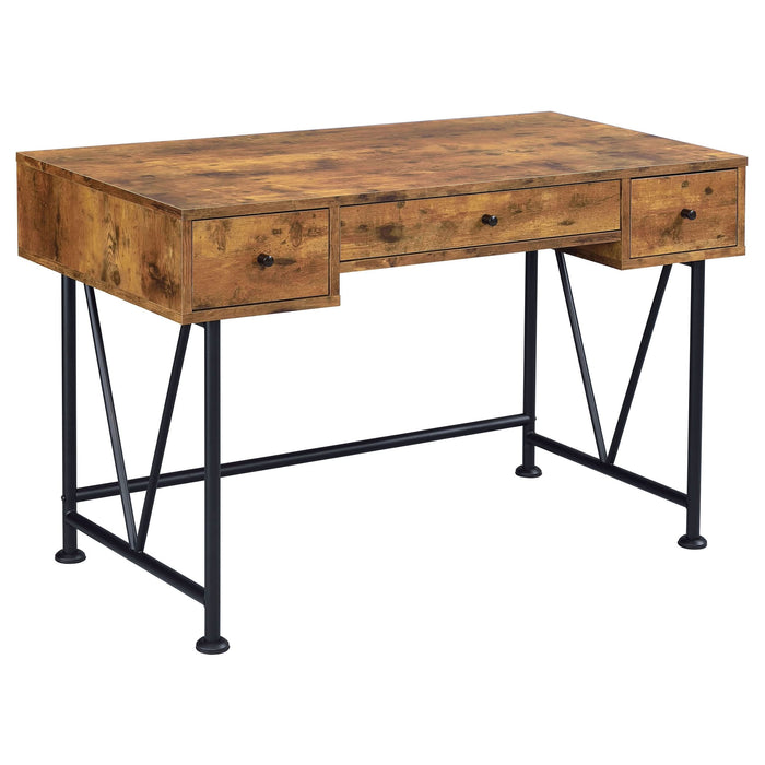 Analiese 47-inch 3-drawer Writing Desk Rustic Nutmeg - Walo Furniture 