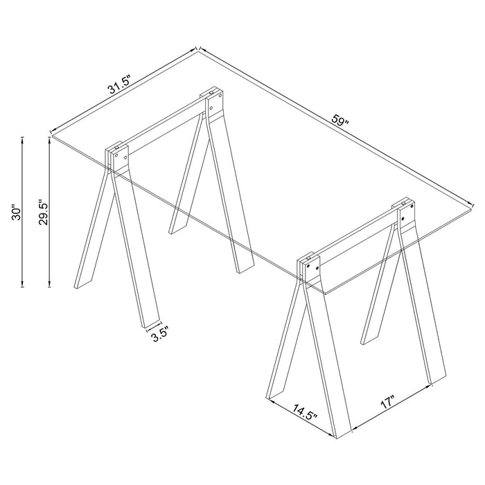 Amaturo 59-inch Glass Top Acrylic Writing Desk Clear - Walo Furniture 