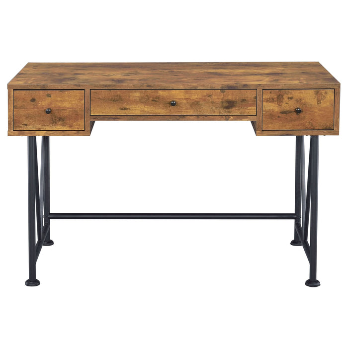 Analiese 47-inch 3-drawer Writing Desk Rustic Nutmeg - Walo Furniture 