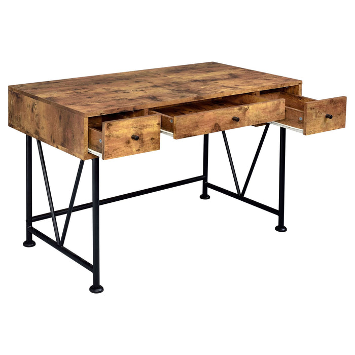 Analiese 47-inch 3-drawer Writing Desk Rustic Nutmeg - Walo Furniture 