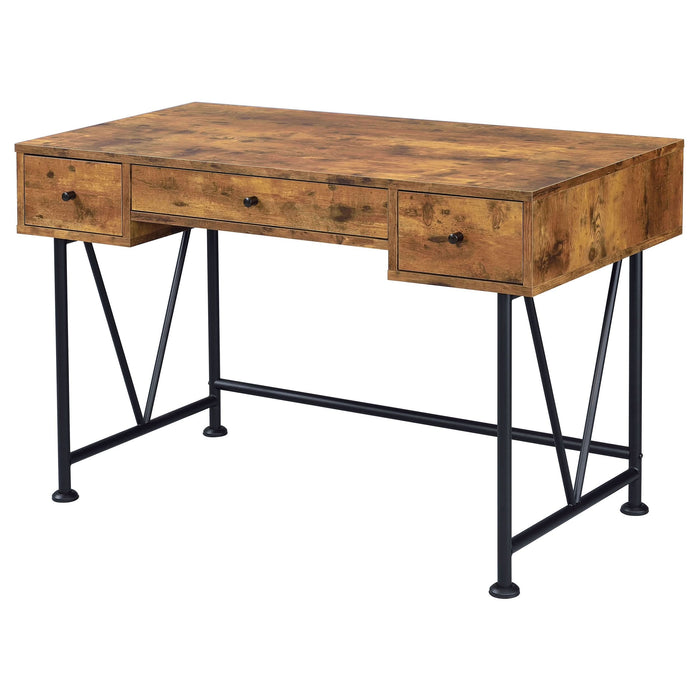 Analiese 47-inch 3-drawer Writing Desk Rustic Nutmeg - Walo Furniture 