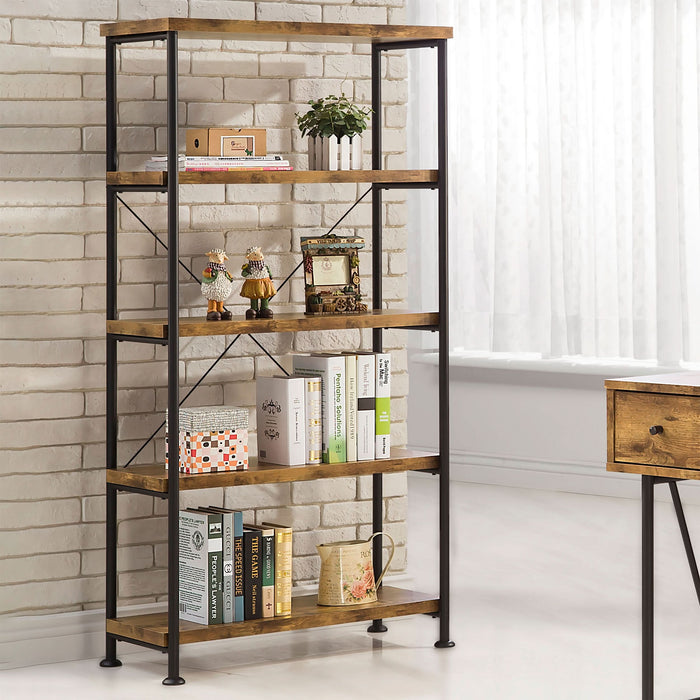 Analiese 63-inch 4-shelf Bookshelf Rustic Nutmeg - Walo Furniture 