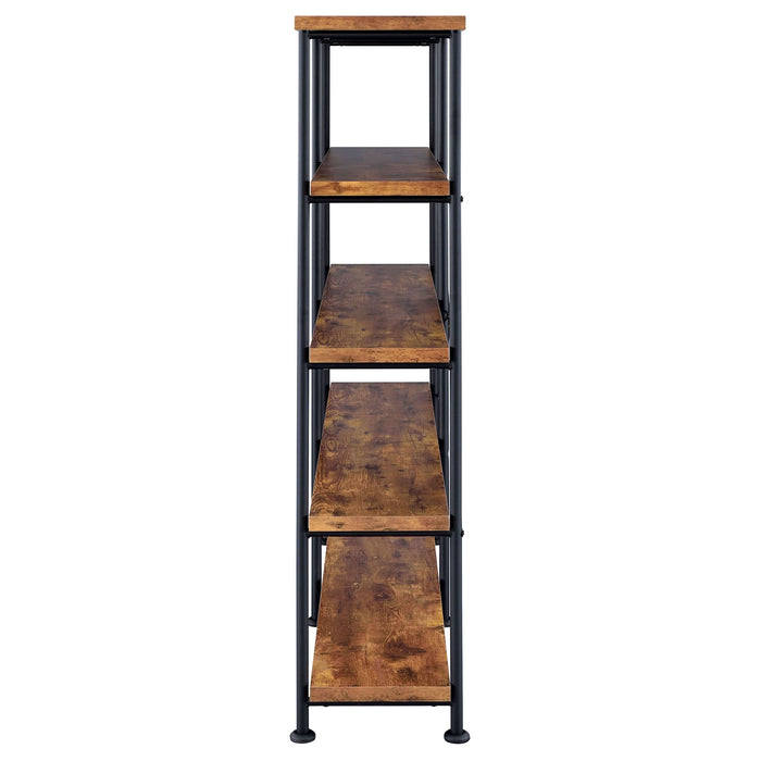 Analiese 63-inch 4-shelf Double Bookshelf Rustic Nutmeg - Walo Furniture 