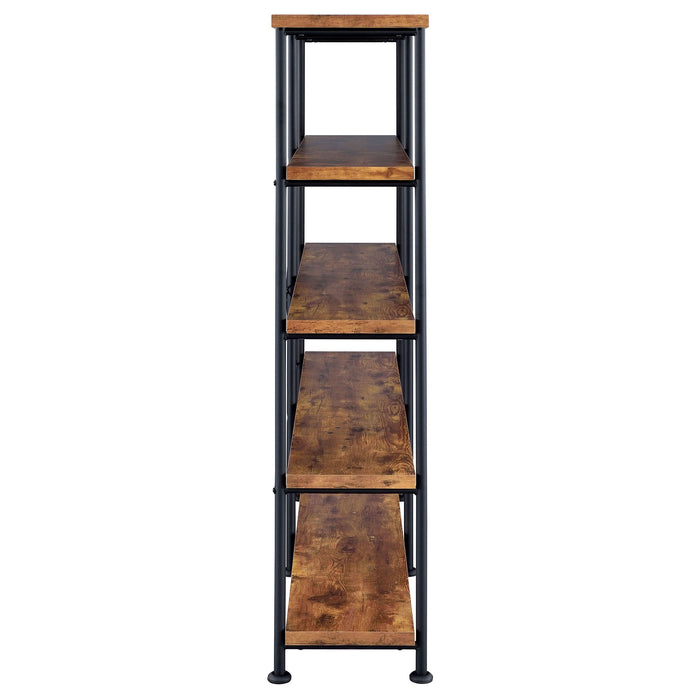 Analiese 63-inch 4-shelf Double Bookshelf Rustic Nutmeg - Walo Furniture 