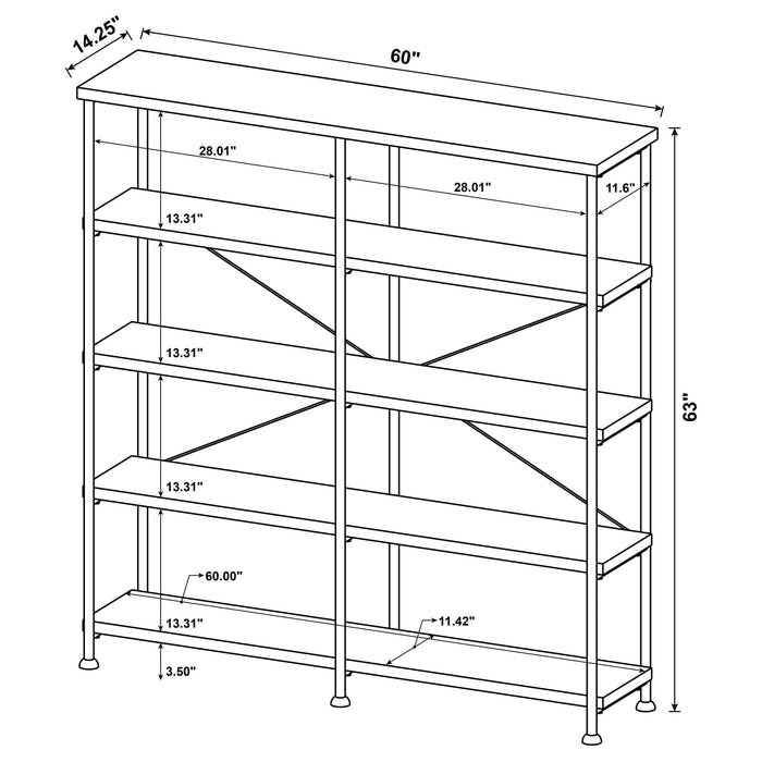 Analiese 63-inch 4-shelf Double Bookshelf Rustic Nutmeg - Walo Furniture 