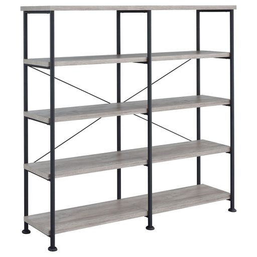 Analiese 63-inch 4-shelf Double Bookshelf Grey Driftwood - Walo Furniture 