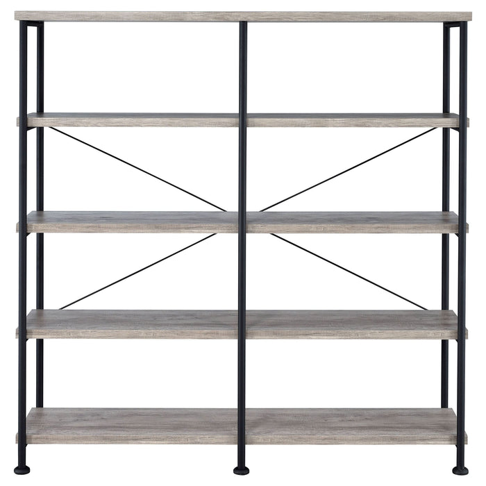 Analiese 63-inch 4-shelf Double Bookshelf Grey Driftwood - Walo Furniture 