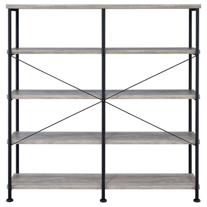 Analiese 63-inch 4-shelf Double Bookshelf Grey Driftwood - Walo Furniture 