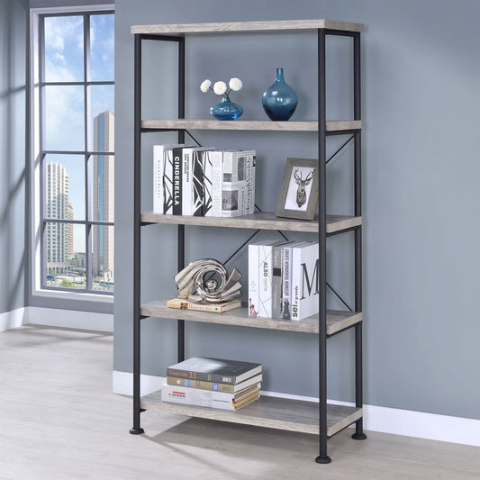 Analiese 63-inch 4-shelf Bookshelf Grey Driftwood - Walo Furniture 