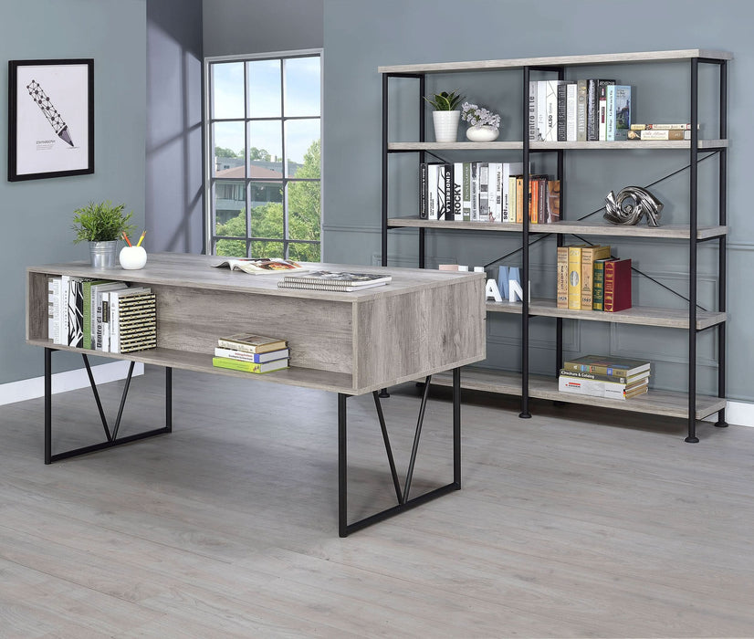 Analiese 63-inch 4-shelf Double Bookshelf Grey Driftwood - Walo Furniture 