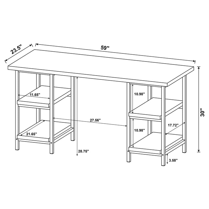 Kemper 59-inch 4-shelf Writing Desk Weathered Brown - Walo Furniture 