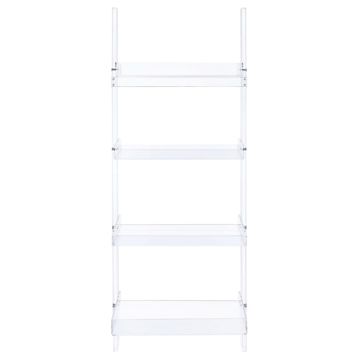 Amaturo 72-inch 4-shelf Acrylic Ladder Bookshelf Clear - Walo Furniture 