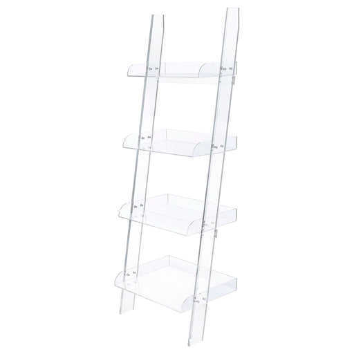 Amaturo 72-inch 4-shelf Acrylic Ladder Bookshelf Clear - Walo Furniture 