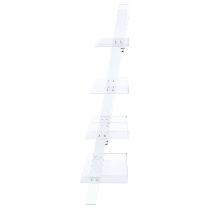 Amaturo 72-inch 4-shelf Acrylic Ladder Bookshelf Clear - Walo Furniture 