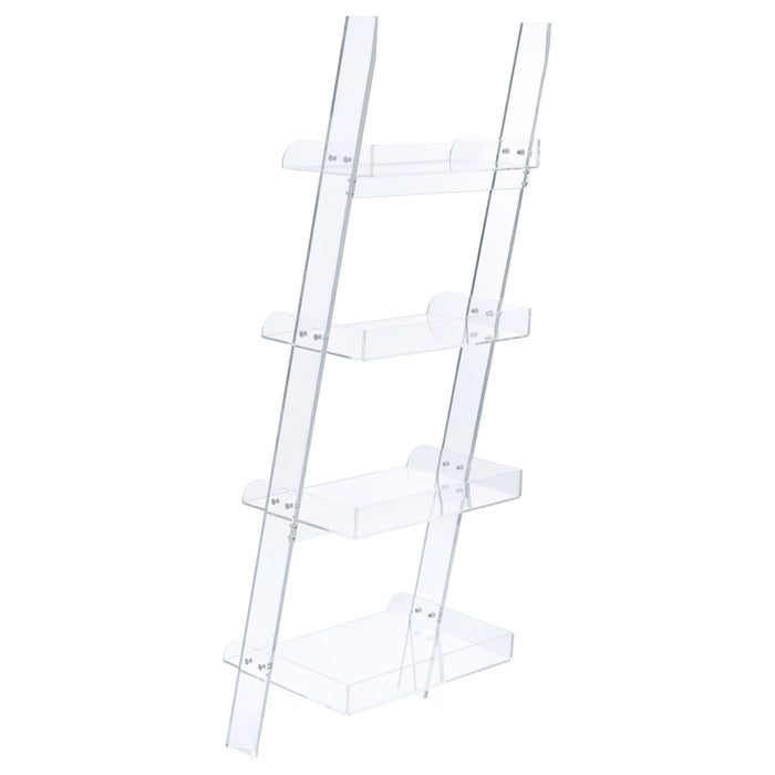 Amaturo 72-inch 4-shelf Acrylic Ladder Bookshelf Clear - Walo Furniture 