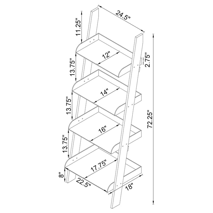 Amaturo 72-inch 4-shelf Acrylic Ladder Bookshelf Clear - Walo Furniture 