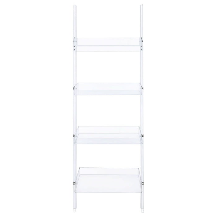 Amaturo 72-inch 4-shelf Acrylic Ladder Bookshelf Clear - Walo Furniture 