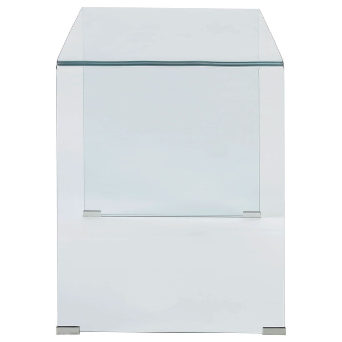 Ripley 47-inch Tempered Bent Glass Writing Desk Clear - Walo Furniture 