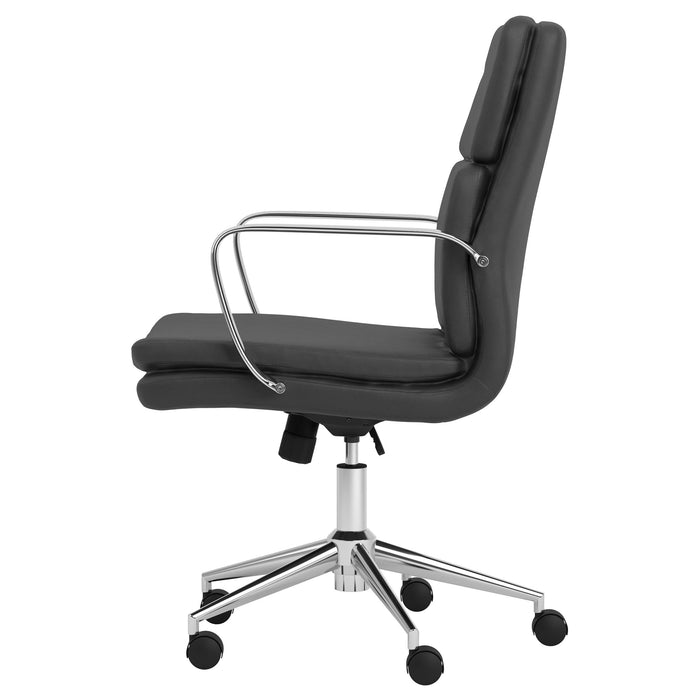 Ximena Upholstered Adjustable Mid Back Office Chair Black - Walo Furniture 