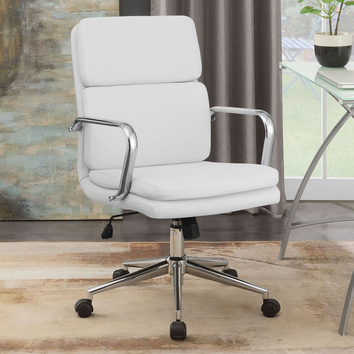 Ximena Upholstered Adjustable Mid Back Office Chair White - Walo Furniture 