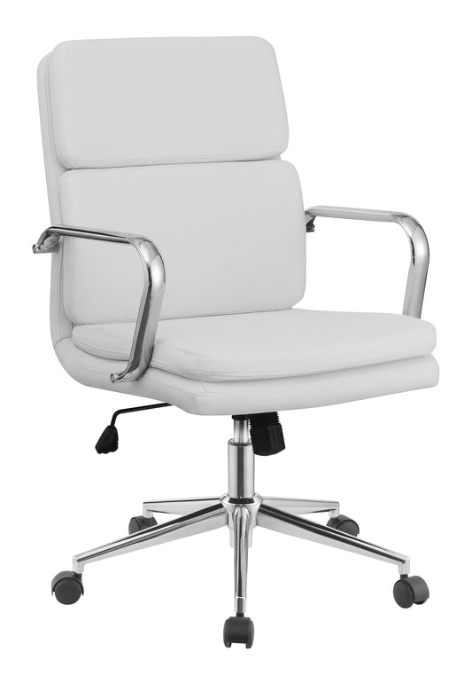 Ximena Upholstered Adjustable Mid Back Office Chair White - Walo Furniture 