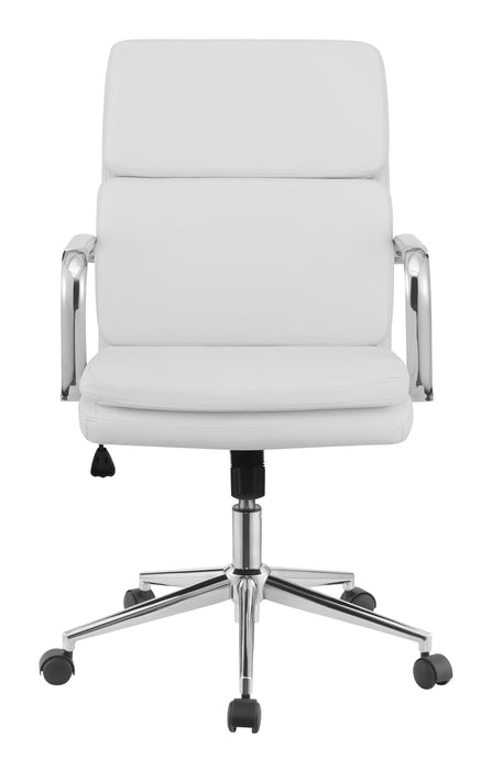 Ximena Upholstered Adjustable Mid Back Office Chair White - Walo Furniture 