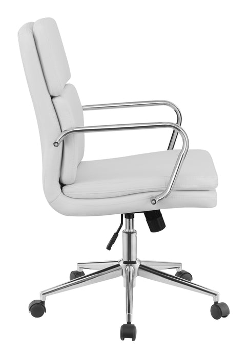 Ximena Upholstered Adjustable Mid Back Office Chair White - Walo Furniture 