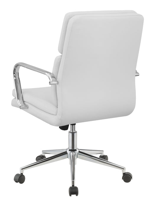 Ximena Upholstered Adjustable Mid Back Office Chair White - Walo Furniture 