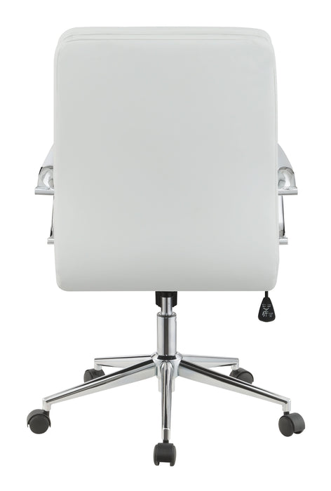 Ximena Upholstered Adjustable Mid Back Office Chair White - Walo Furniture 