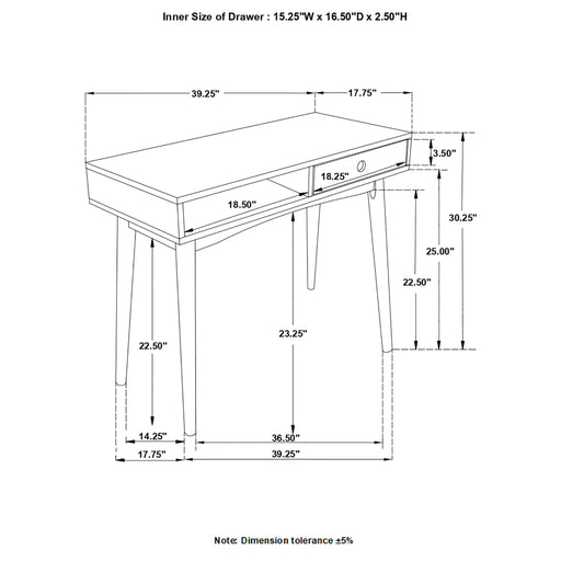 Bradenton 39-inch 1-drawer Wood Writing Desk White - Walo Furniture 