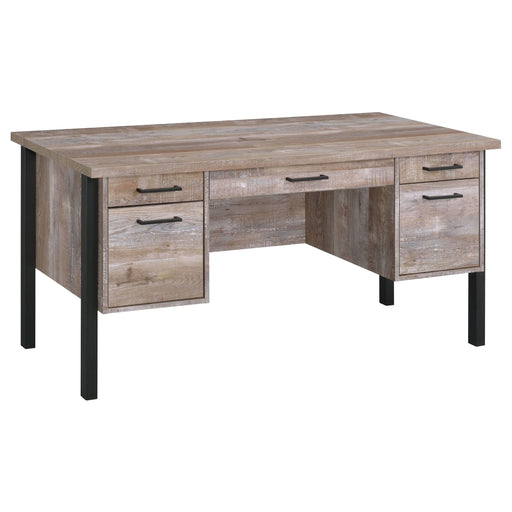 Samson 60-inch 4-drawer Office Computer Desk Weathered Oak - Walo Furniture 