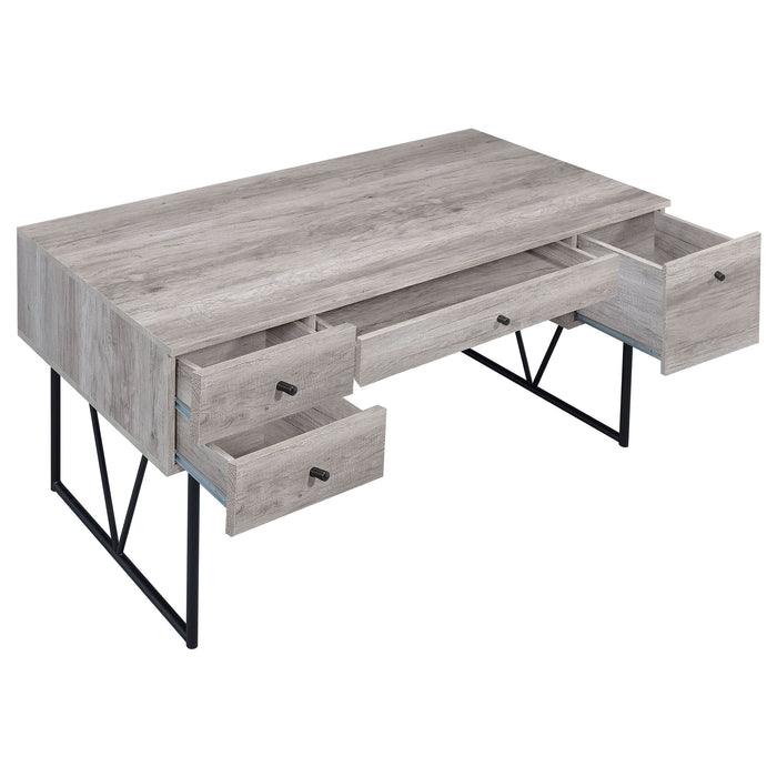 Analiese 63-inch 4-drawer Writing Desk Grey Driftwood - Walo Furniture 