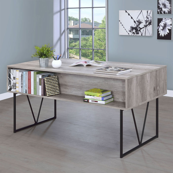 Analiese 63-inch 4-drawer Writing Desk Grey Driftwood - Walo Furniture 