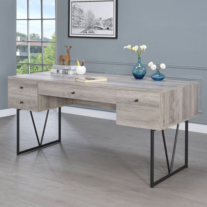 Analiese 63-inch 4-drawer Writing Desk Grey Driftwood - Walo Furniture 