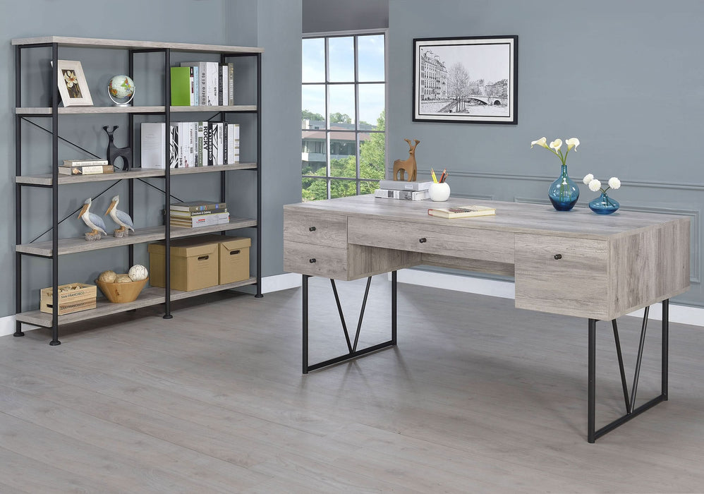 Analiese 63-inch 4-drawer Writing Desk Grey Driftwood - Walo Furniture 