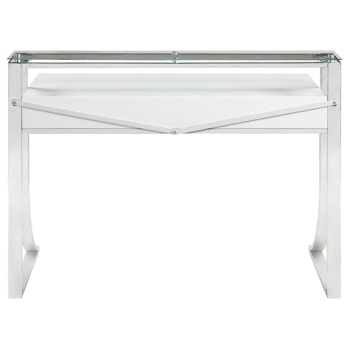 Gemma 48-inch 2-drawer Writing Desk White High Gloss - Walo Furniture 