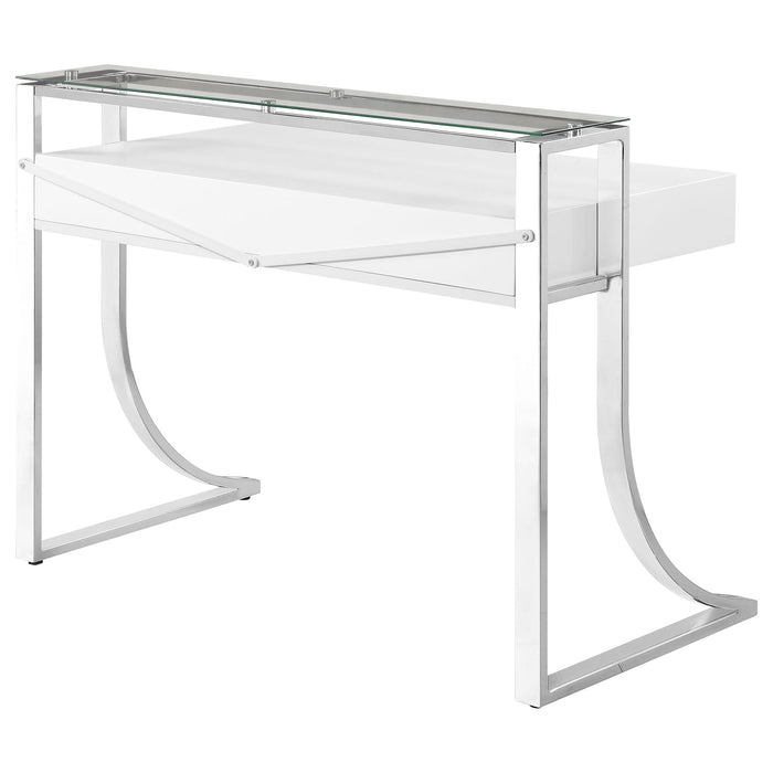 Gemma 48-inch 2-drawer Writing Desk White High Gloss - Walo Furniture 