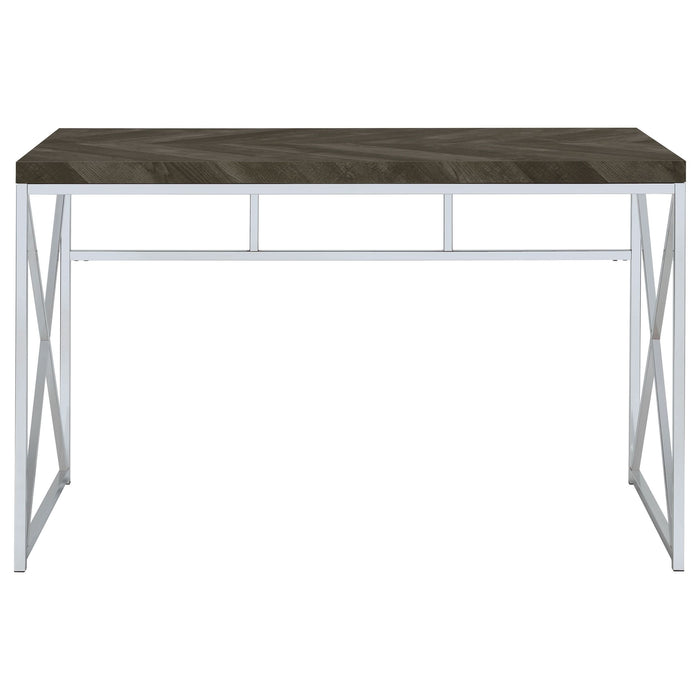 Grimma 47-inch Writing Office Desk Rustic Grey and Chrome - Walo Furniture 