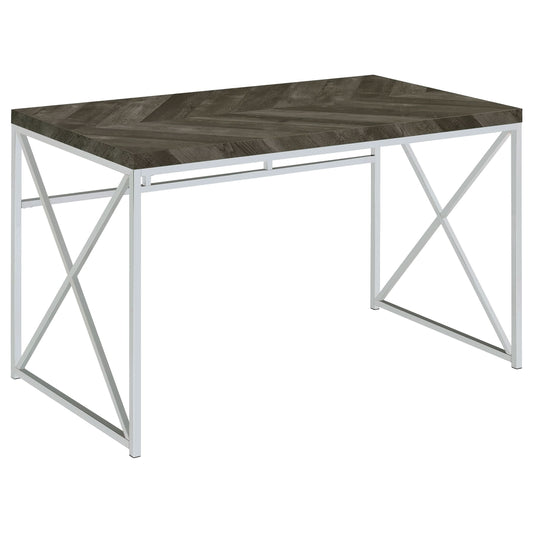 Grimma 47-inch Writing Office Desk Rustic Grey and Chrome - Walo Furniture 