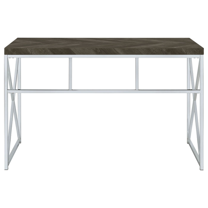 Grimma 47-inch Writing Office Desk Rustic Grey and Chrome - Walo Furniture 