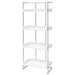 Ember 68-inch 4-shelf Bookshelf White High Gloss and Chrome - Walo Furniture 